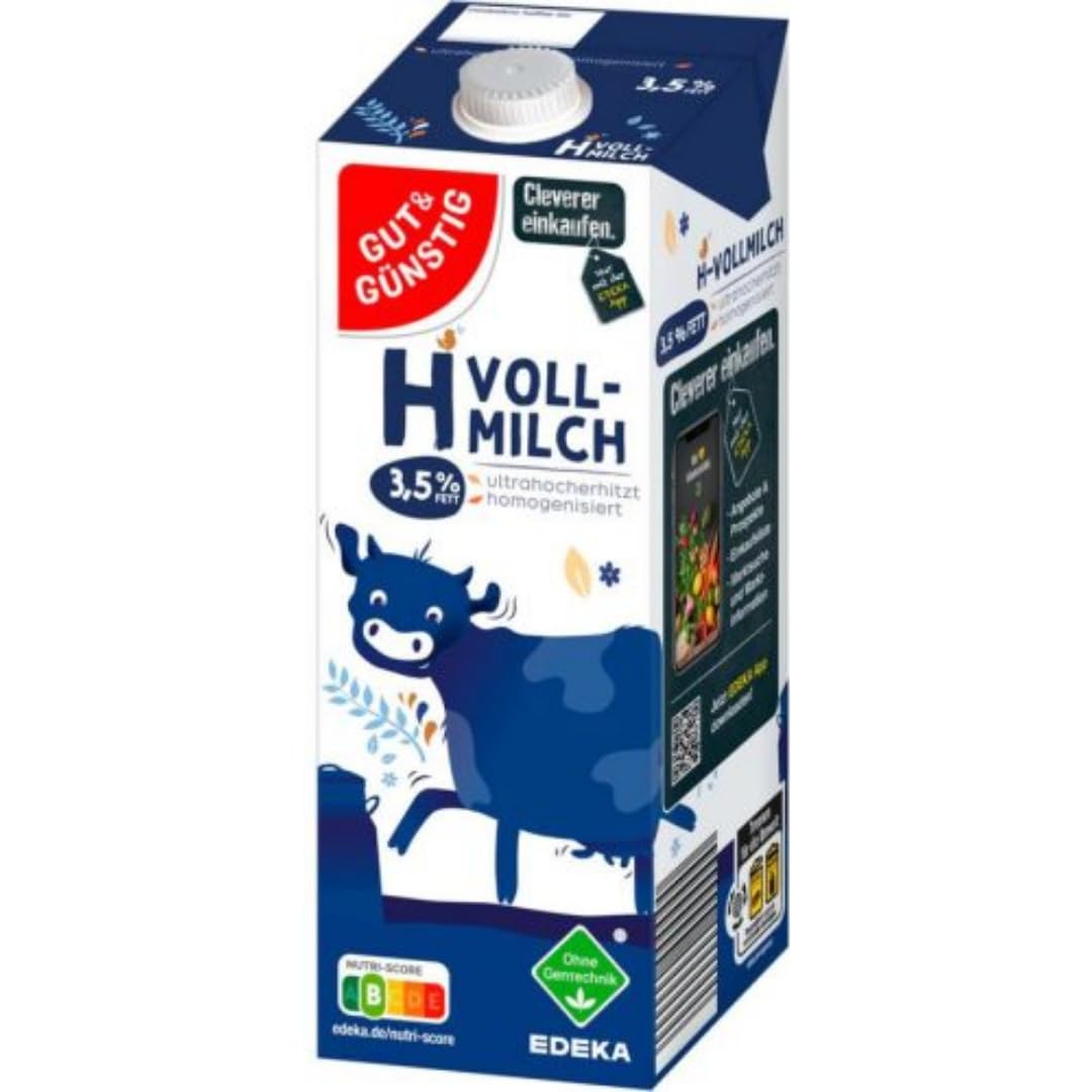 Gut & Gunstig fettarme H-Milch Unsere Haltbare Milch 3,5% Fett haltbare Milch 1000 Mililiter x 6 Stück