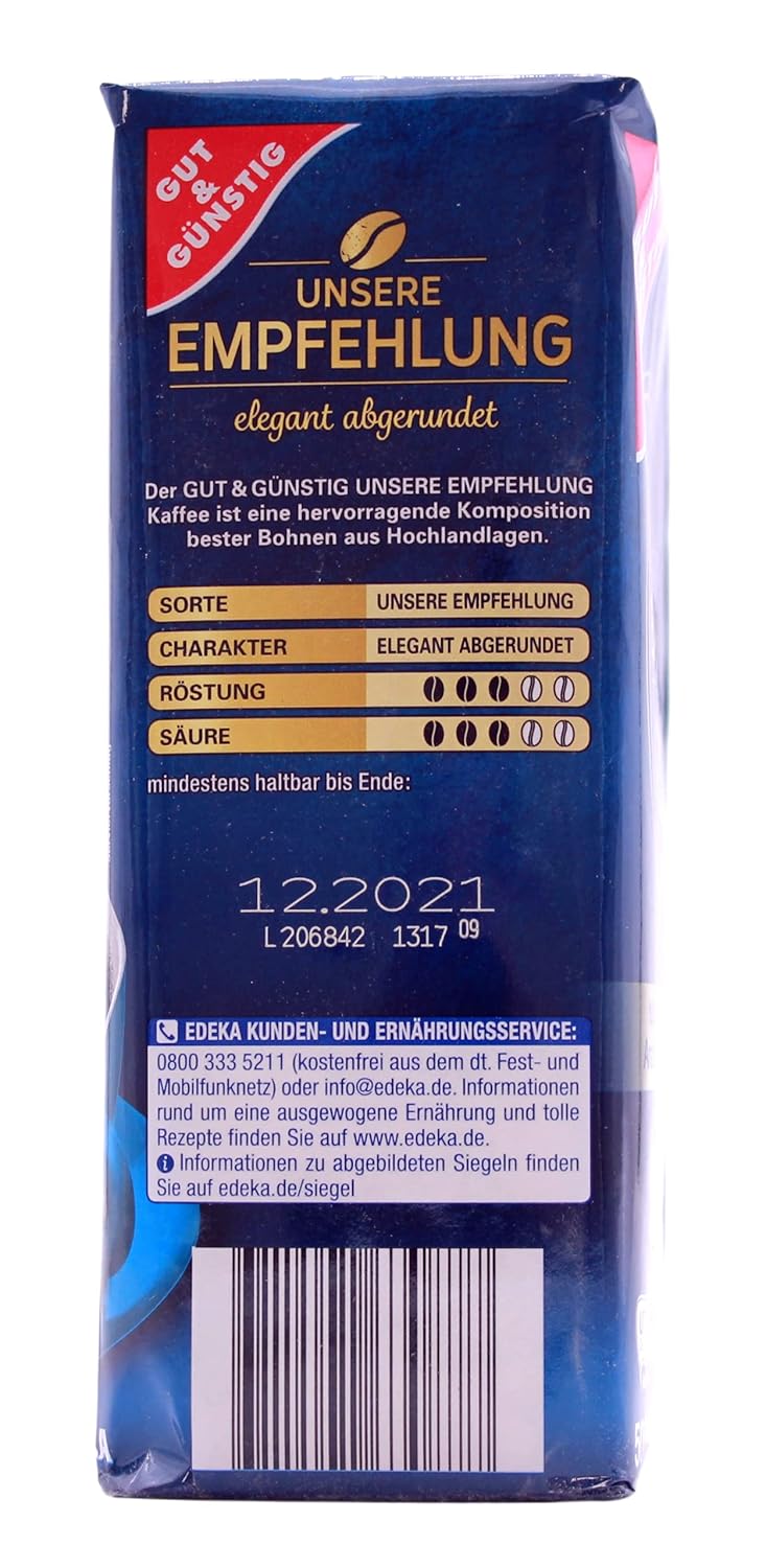 Gut & Günstig Kaffee Unsere Empfehlung elegant abgerundet, 6er Pack (6 x 500g)