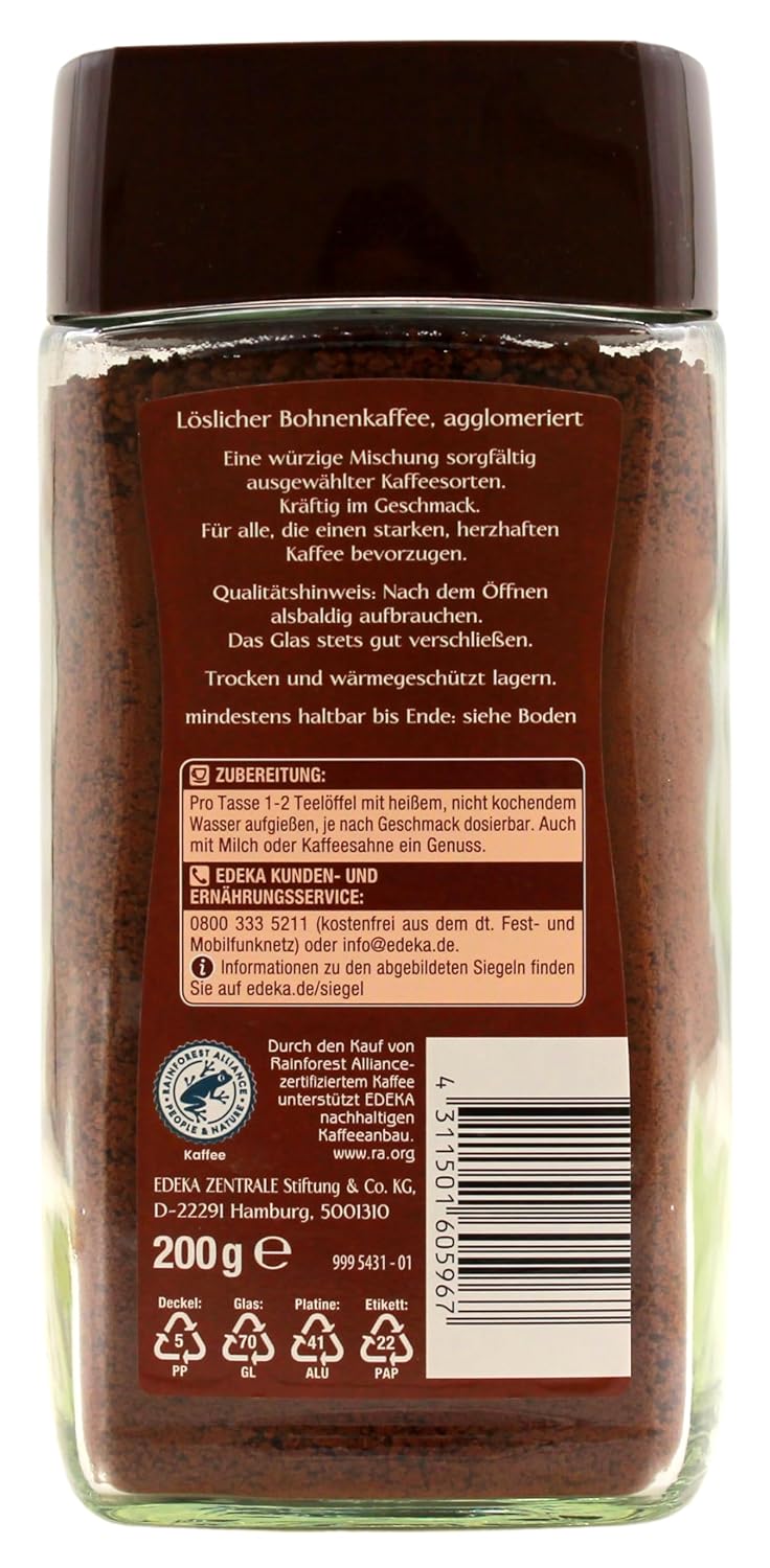 EDEKA Gut & Günstig Instand Kaffee kräftig, 6er Pack (6 x 200g)