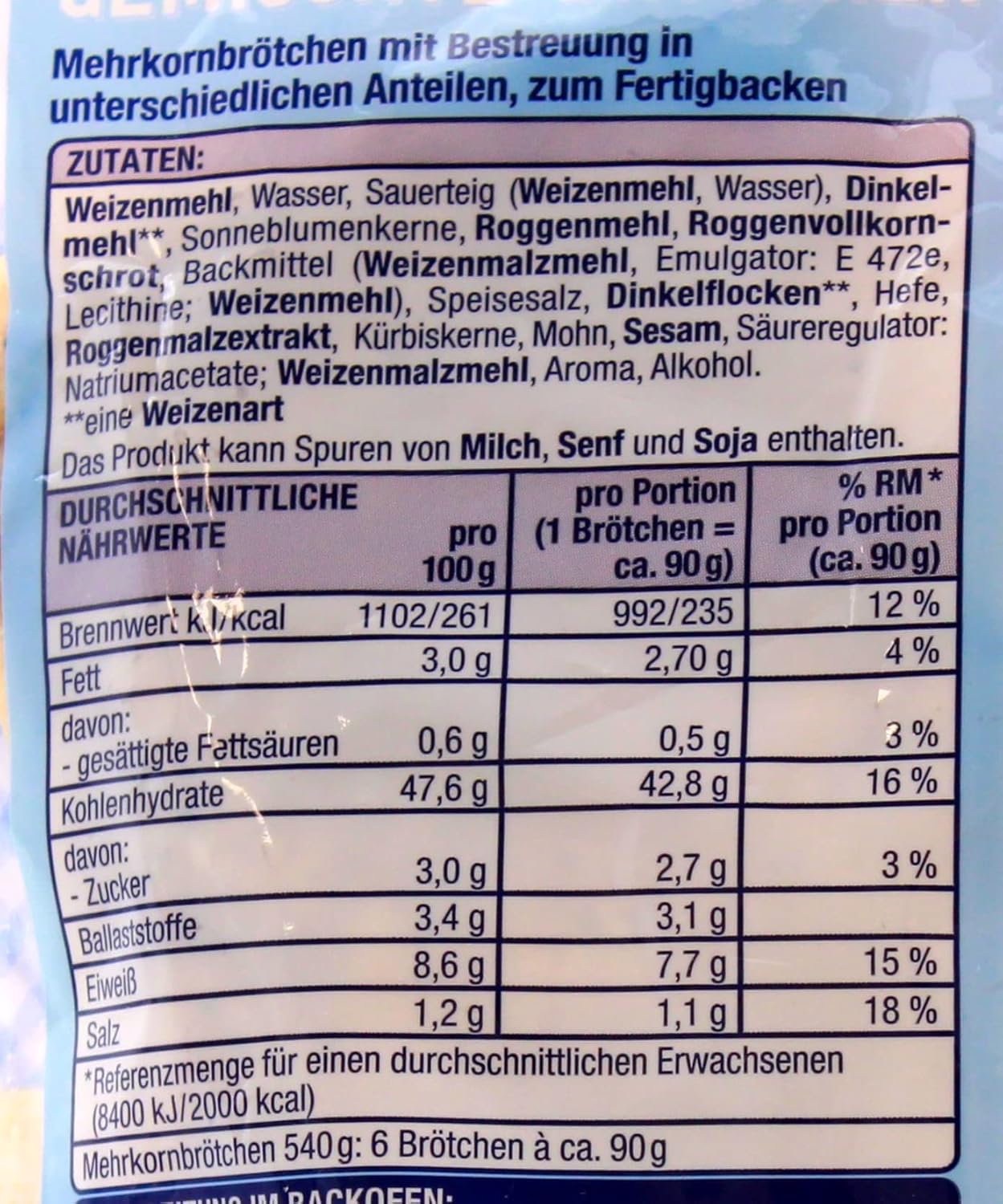 Edeka Gut & Günstig Gemischte Brötchen zum Fertigbacken, 6er Pack (6 x 540g)