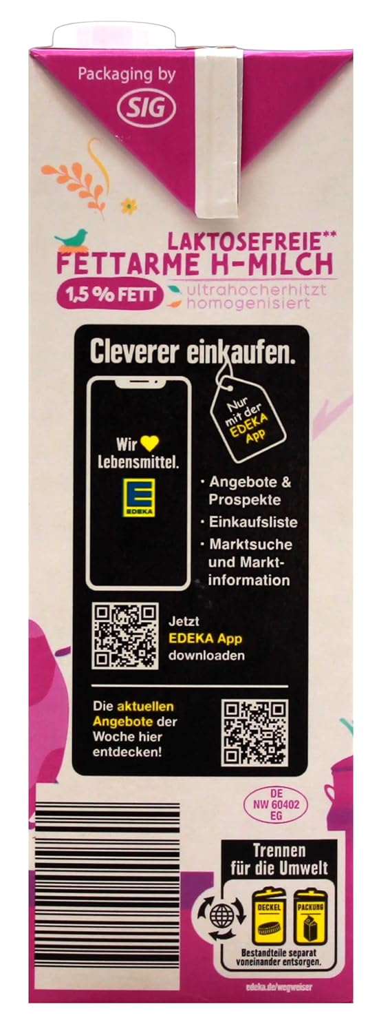 Gut & Günstig laktosefreie fettarme H-Milch 1,5% Fett, 12er Pack (12 x 1 l)
