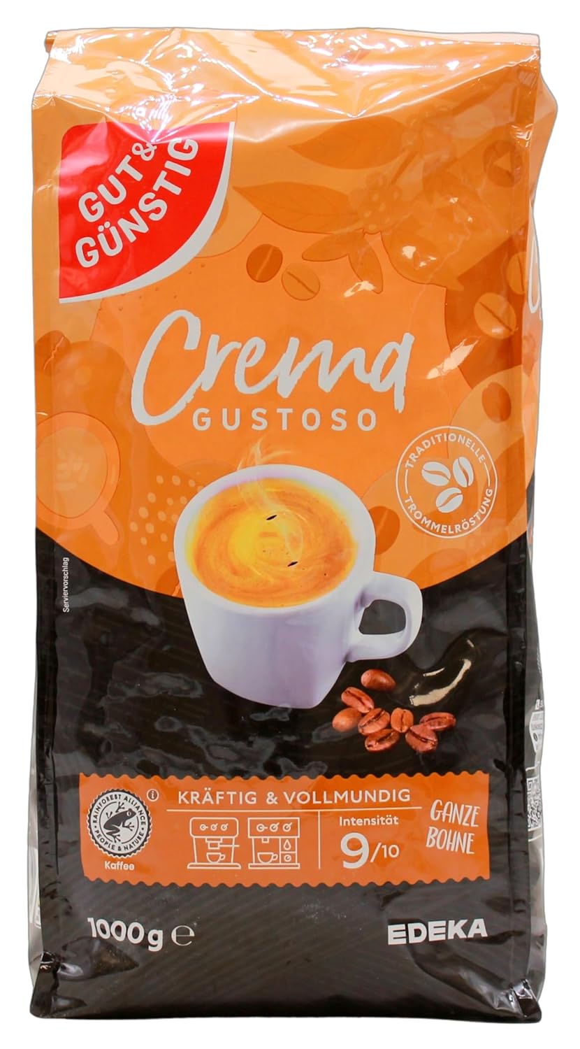 Gut & Günstig Crema Gustoso ganze Kaffee-Bohnen, 8er Pack (8 x 1 kg)