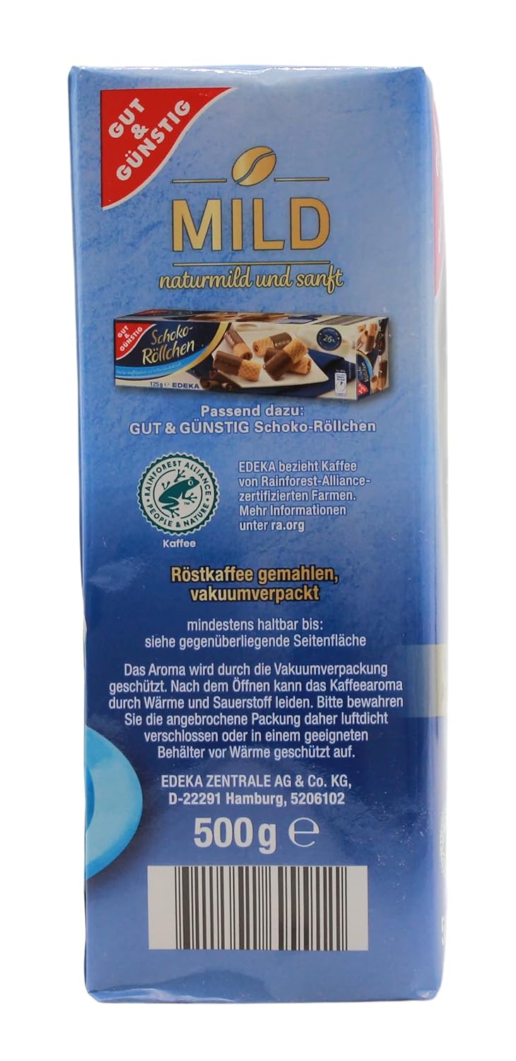 Gut & Günstig Mild naturmild und sanft Kaffee, 6er Pack (6 x 500g)