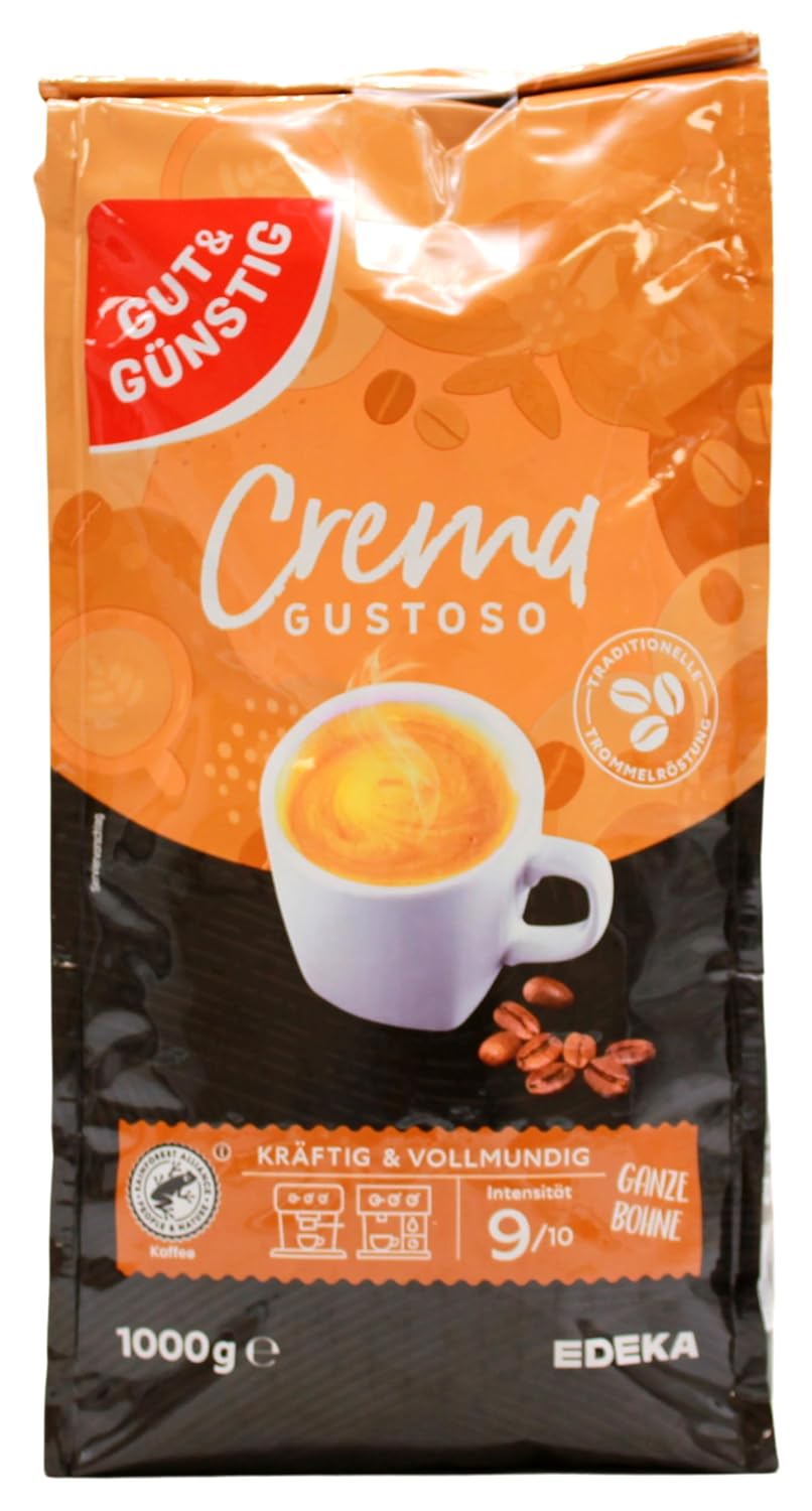 Gut & Günstig Crema Gustoso ganze Kaffee-Bohnen, 8er Pack (8 x 1 kg)