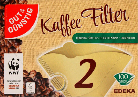 Gut & Günstig Kaffee Filter Größe 2 ungebleicht, 18er Pack (18 x 100 Stück)