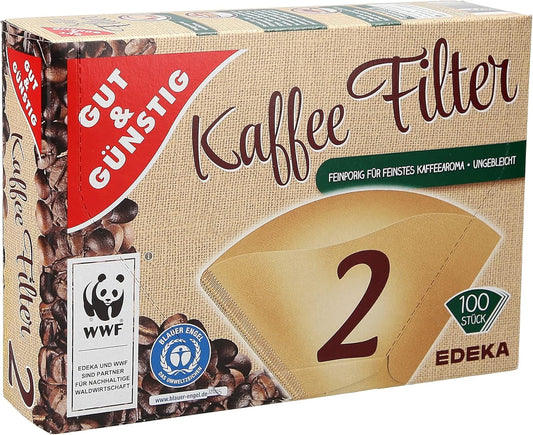 GUT&GÜNSTIG 100 Stück Kaffeefilter Größe 2 | Filtertüten 1x2