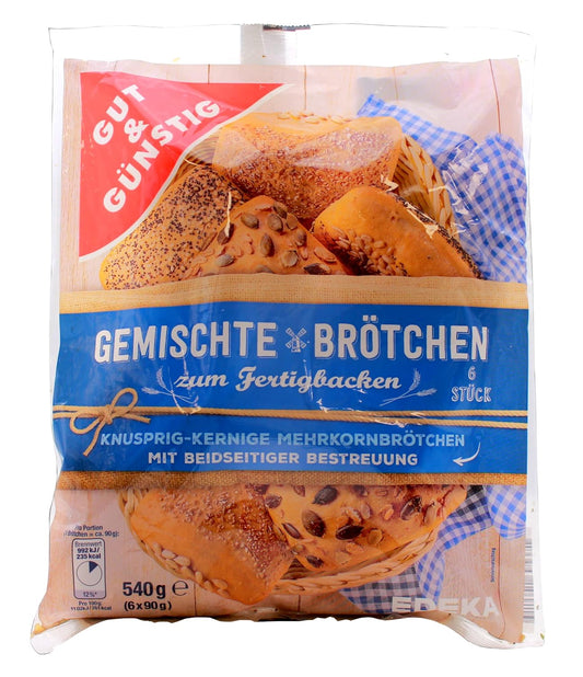Edeka Gut & Günstig Gemischte Brötchen zum Fertigbacken, 6er Pack (6 x 540g)